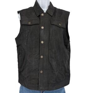 Roland Sands Design Men Motorcycle Vest Ramone Duck Waxed Cotton Black SM‎ Biker